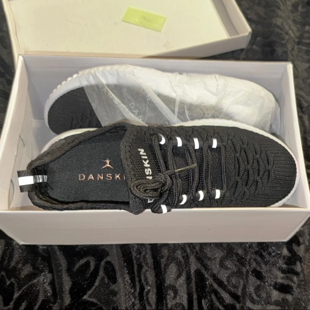 Danskin Black Knit Sneakers with White Soles